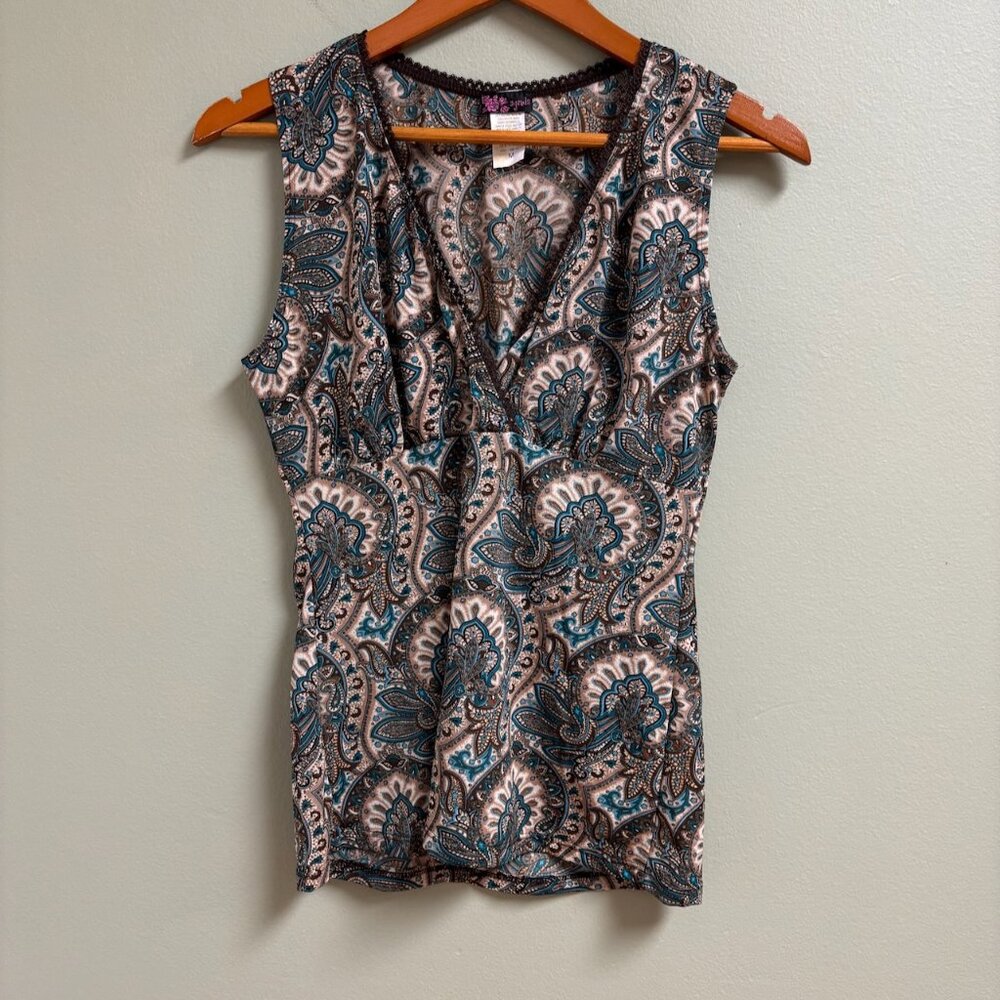 Vintage Agenda Womens Y2K Babydoll‎ Top Size M Paisley Whimsigoth Fairy Grunge